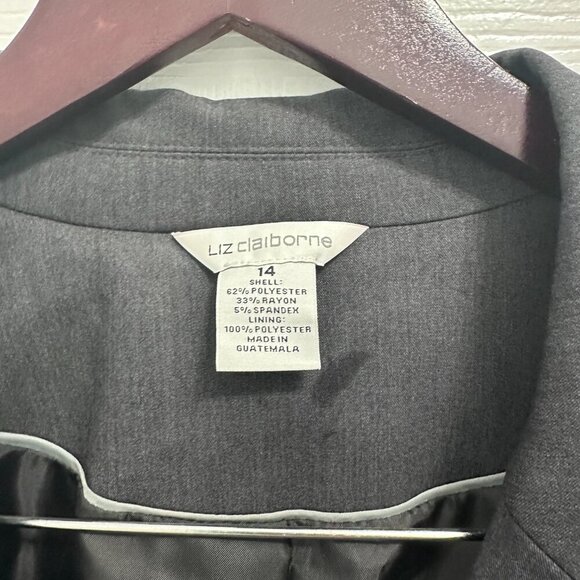 Liz Claiborne Charcoal Gray Suit Blazer Size 14 - Picture 4 of 4